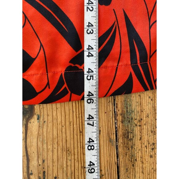 Who What Wear Womens Red Midi Dress Black Leaf Print Size S Belted Polyester - Picture 7 of 7